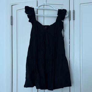 Windsor Black Smocked V-Neck Mini Dress